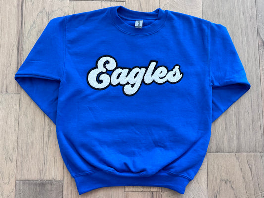 Adult Royal Blue Sweatshirt - Chenille Stitched Eagles Patch